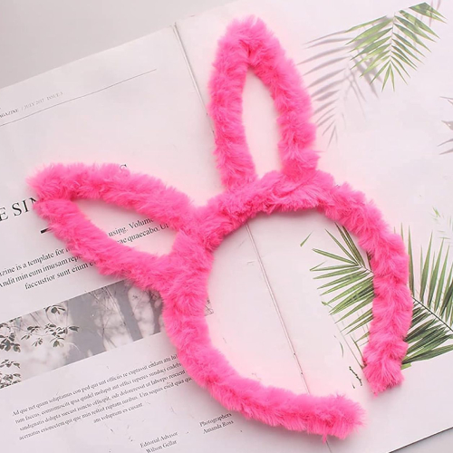 Cute Bunny Fur Headband Pink