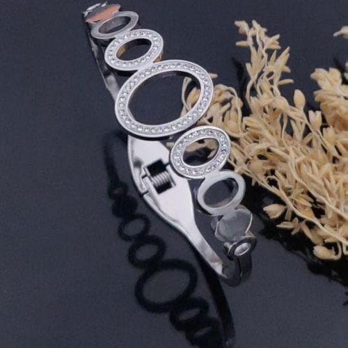Silver Bracelet cuff with stone